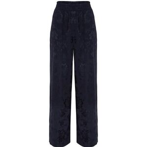 Black Embroidered Straight Leg Pants